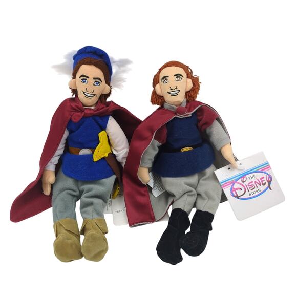 Disney Store Prince Phillip & Prince from Snow White 8" Bean Bag Plush Lot NWT - Picture 1 of 3